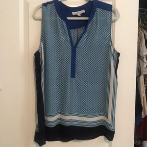 LOFT Blue Patterned Top